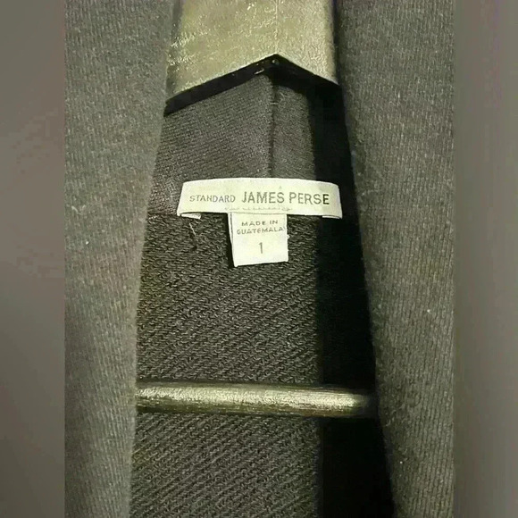 James Perse 100% Terry Cotton Loungewear Shawl Cardigan Sweatshirt Black Size 1 - Picture 2 of 4